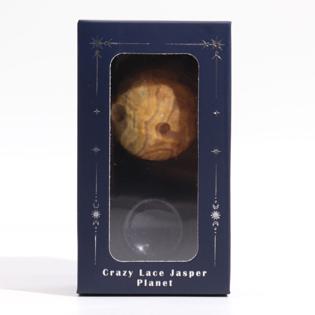 Edelstein-Planet Crazy-Lace-Achat Merkur, 40 mm
