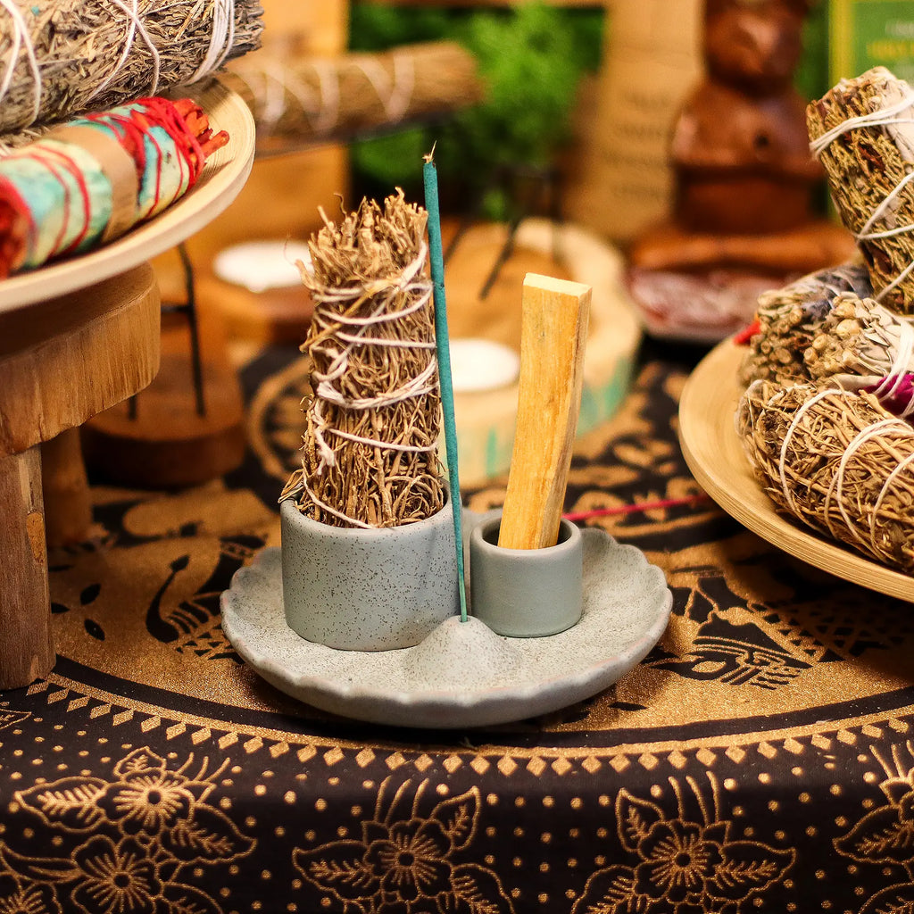 Halter für Palo Santo und Räucherbündel – Lotus, Blau – Ansicht 2