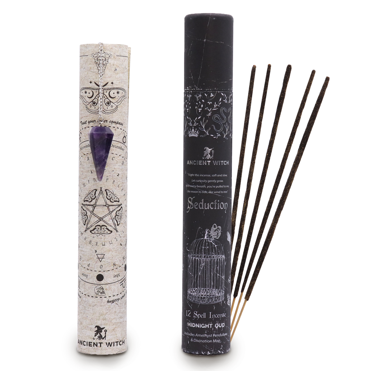 Räucherstäbchen-Set mit Amethyst-Pendel, 27 × 4 × 4 cm
