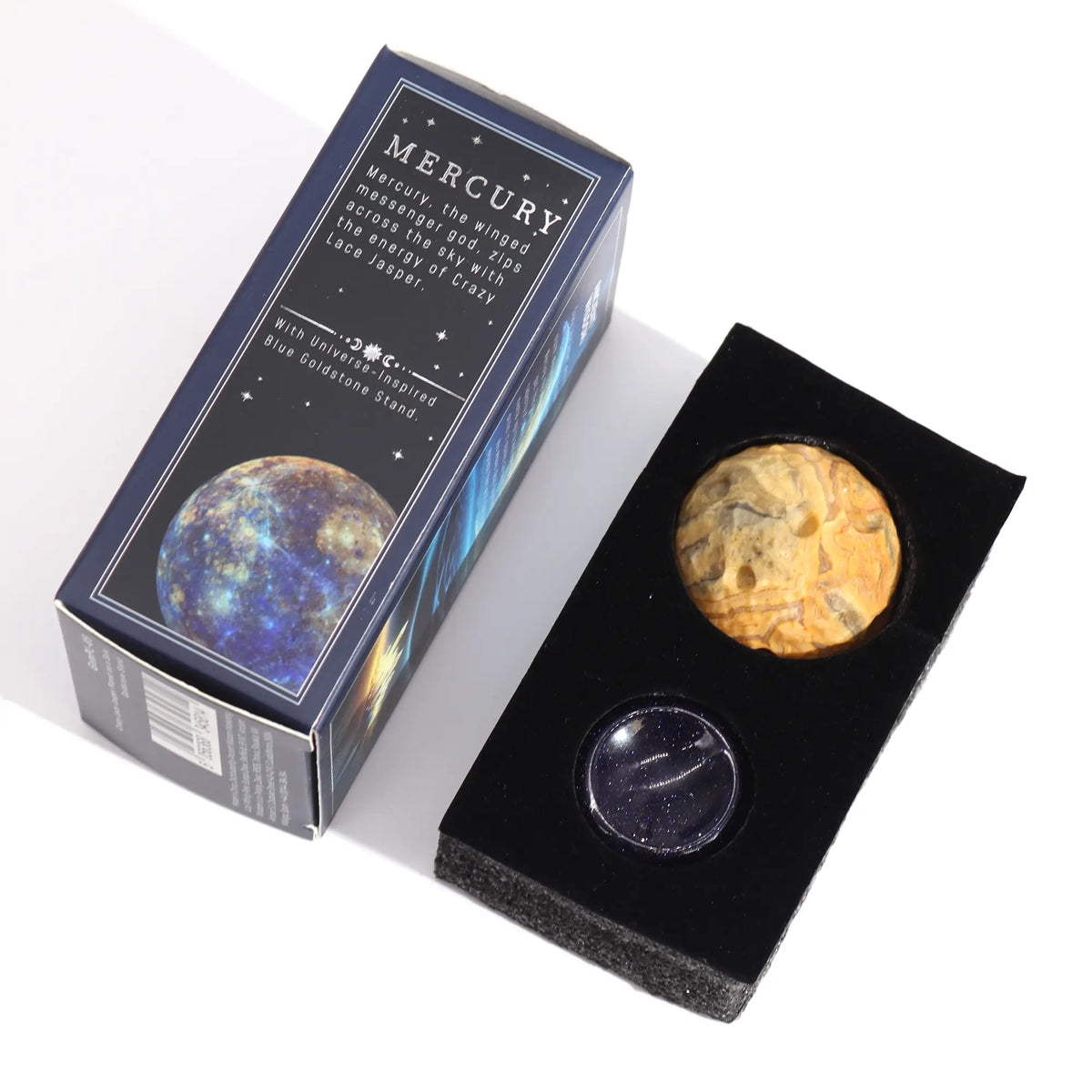 Edelstein-Planet Crazy-Lace-Achat – Merkur, 40 mm – Ansicht 3