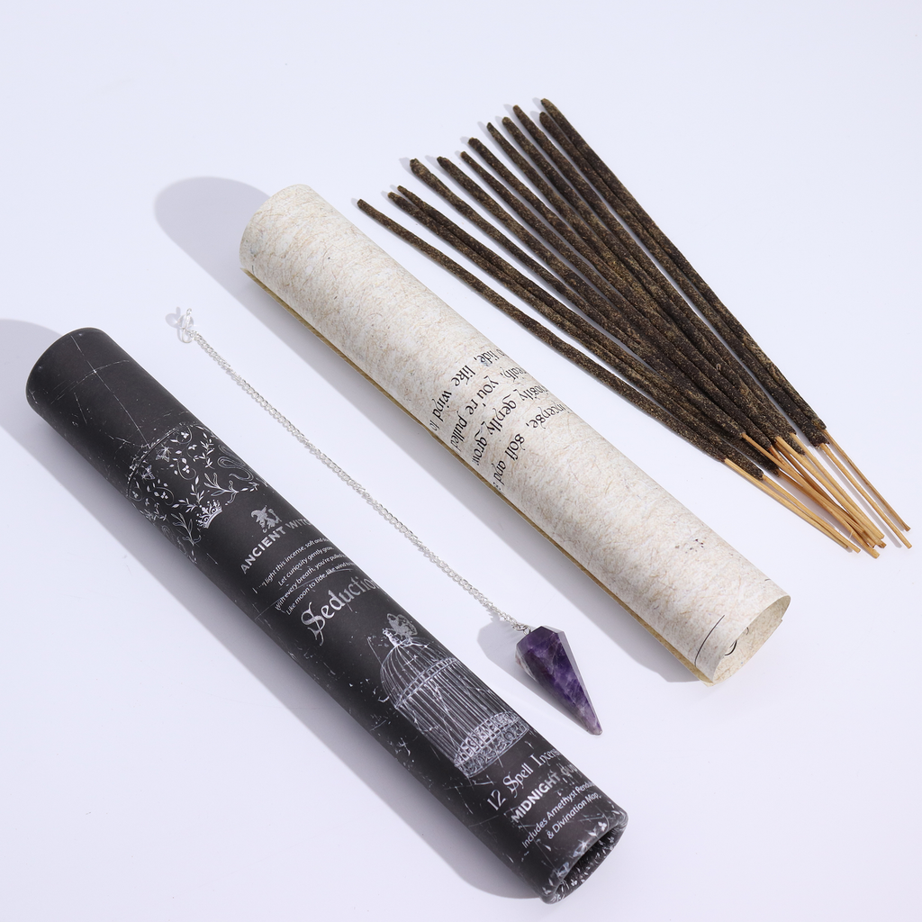 Räucherstäbchen-Set mit Amethyst-Pendel, 27 × 4 × 4 cm