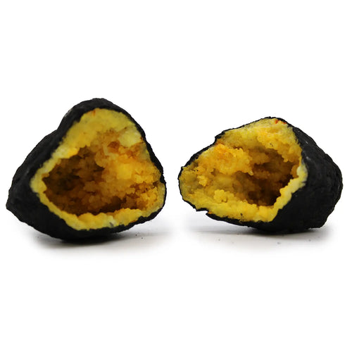 Calcit-Geode gefärbt – Schwarzgestein, Gelb – Ansicht 2