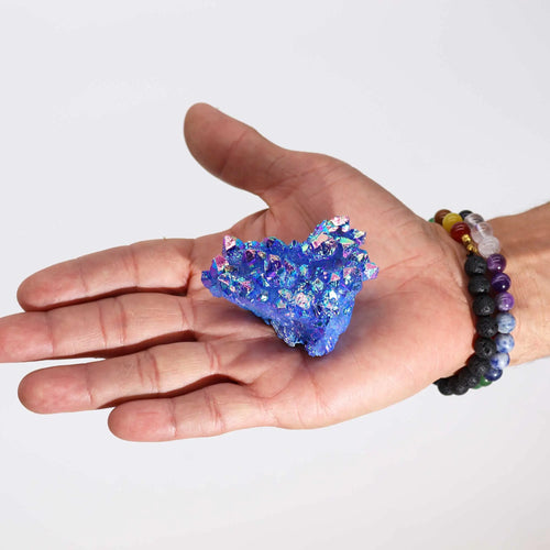 Aura-Quarz Aqua Halo, türkisblau mit schimmerndem Rand, 7 bis 10 cm