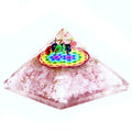 Orgonit-Pyramide – Rosenquarz und Blume des Lebens, 70 mm – Orgonit-Pyramide mit Rosenquarz und dem Symbol der Blume des Lebens