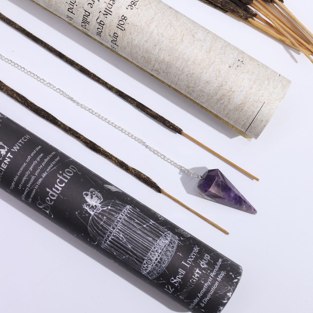 Räucherstäbchen-Set mit Amethyst-Pendel, 27 × 4 × 4 cm