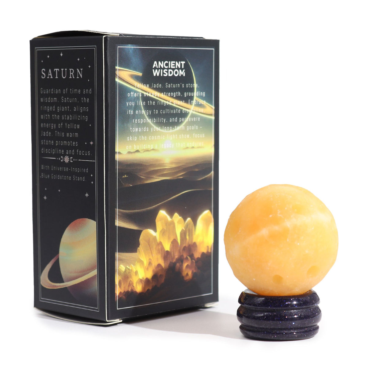 Edelstein-Planet Gelbe Jade Saturn, 40 mm