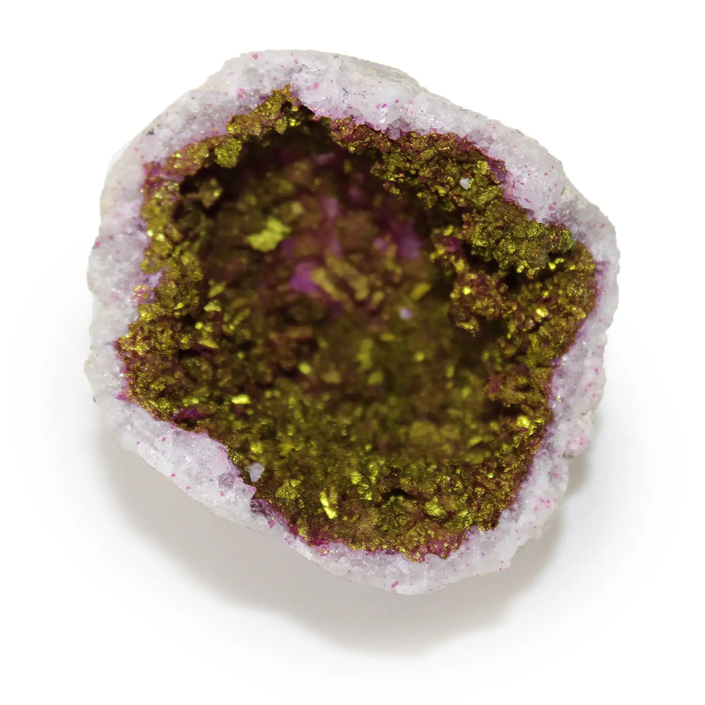 Calcit-Geode gefärbt – Rosa und Gold – Ansicht 2
