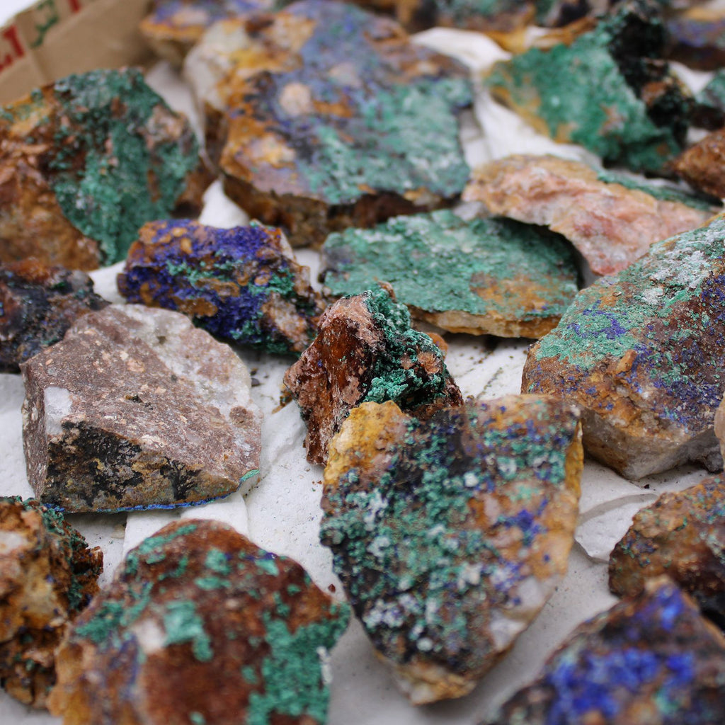 Mineralstufen Azurit-Malachit, Sammler-Lot, ca. 20 Stück