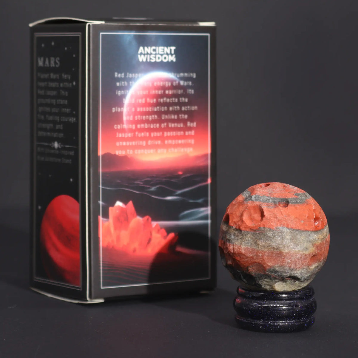 Edelstein-Planet Roter Jaspis – Mars, 40 mm – Ansicht 2