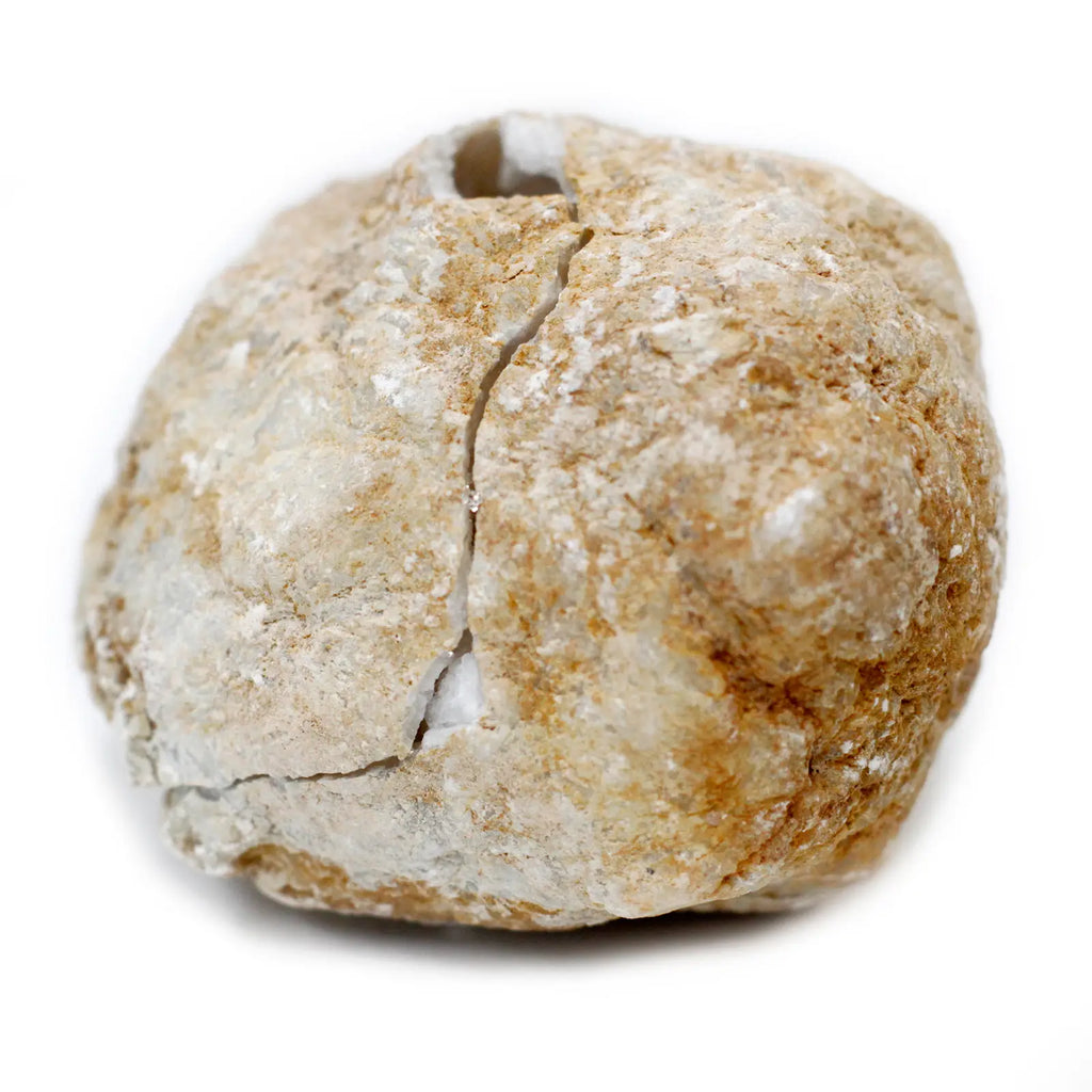 Calcit-Geode – 10 bis 12 cm – Aufgebrochene Calcit-Geode mit kristalliner Innenfläche