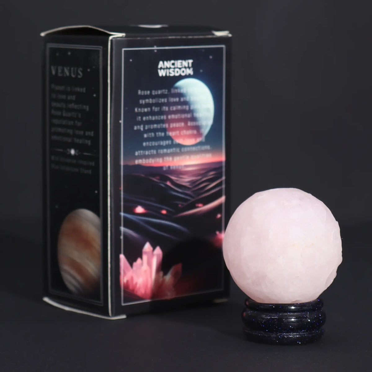 Edelstein-Planet Rosenquarz – Venus, 40 mm – Ansicht 3