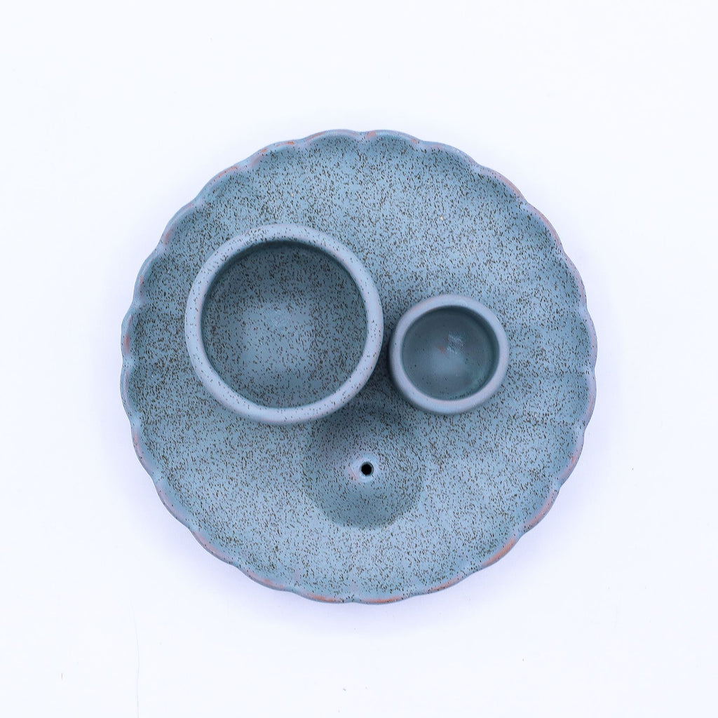 Ritual-Altar für Palo Santo & Räucherbündel Lotus, Blau