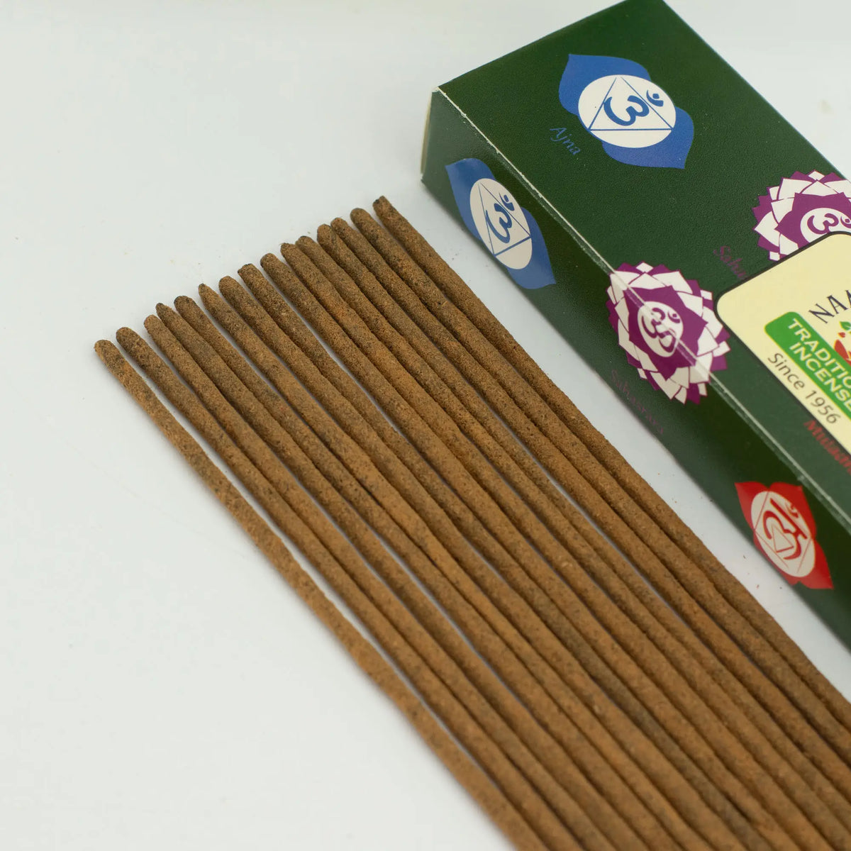 Masala-Räucherstäbchen Sieben Chakren in bedruckter Mandala-Packung