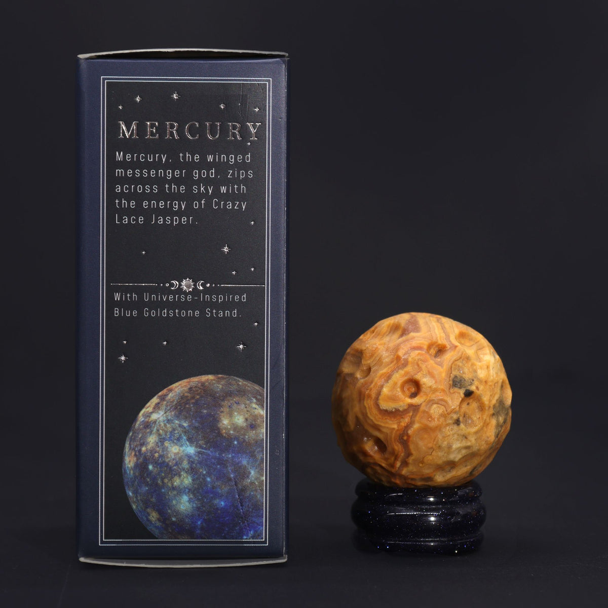 Edelstein-Planet Crazy-Lace-Achat Merkur, 40 mm