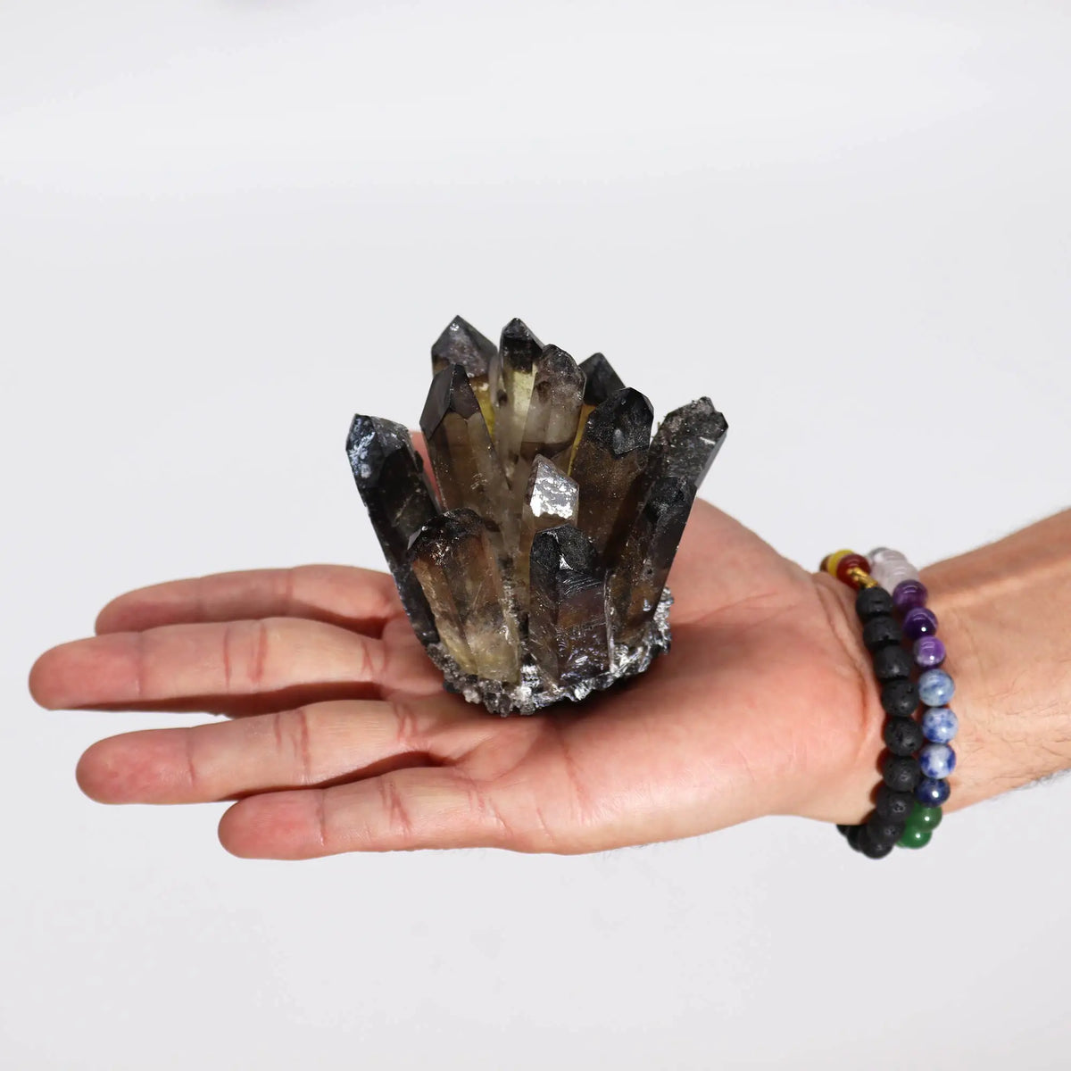 Quarz-Cluster Rauchquarz-Phantom, rauchbraune Einschlüsse, ca. 8 cm