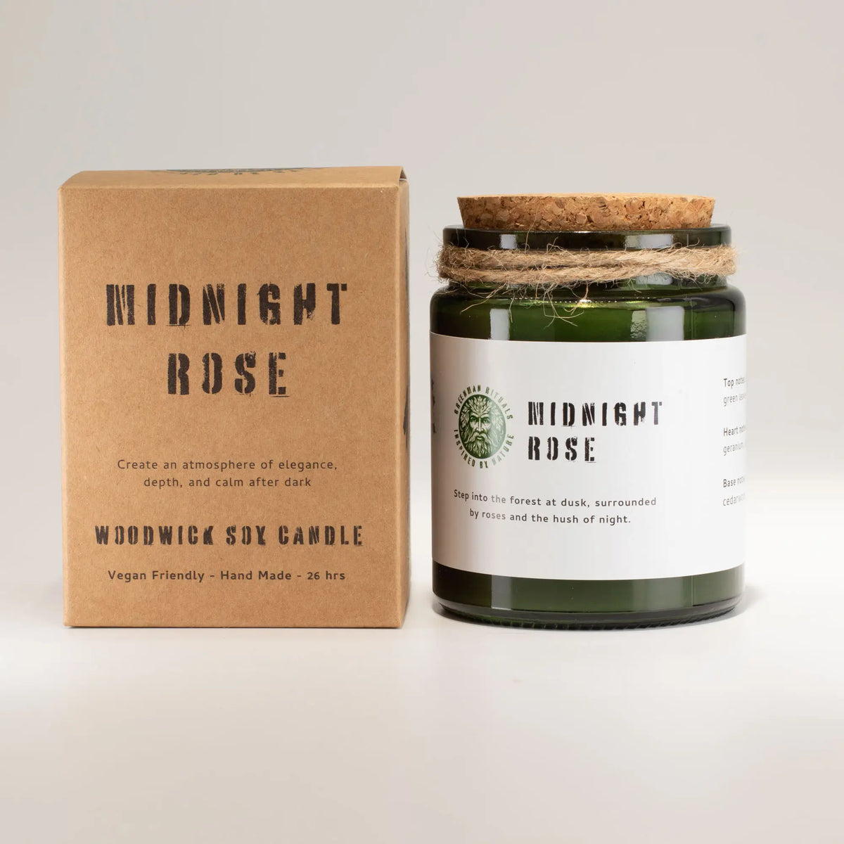 Sojawachskerze mit Holzdocht – Mitternachtsrose – Ansicht 2