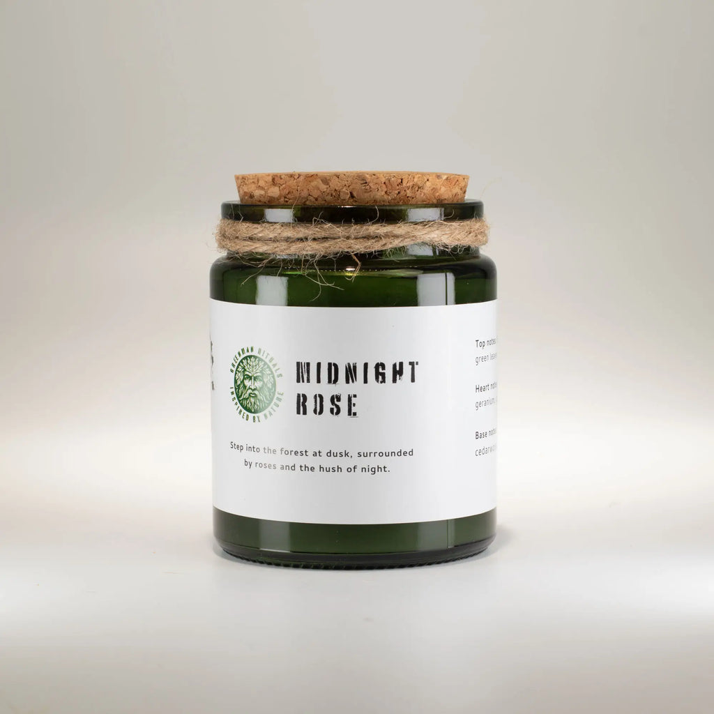 Sojawachskerze mit Holzdocht – Mitternachtsrose – Ansicht 3