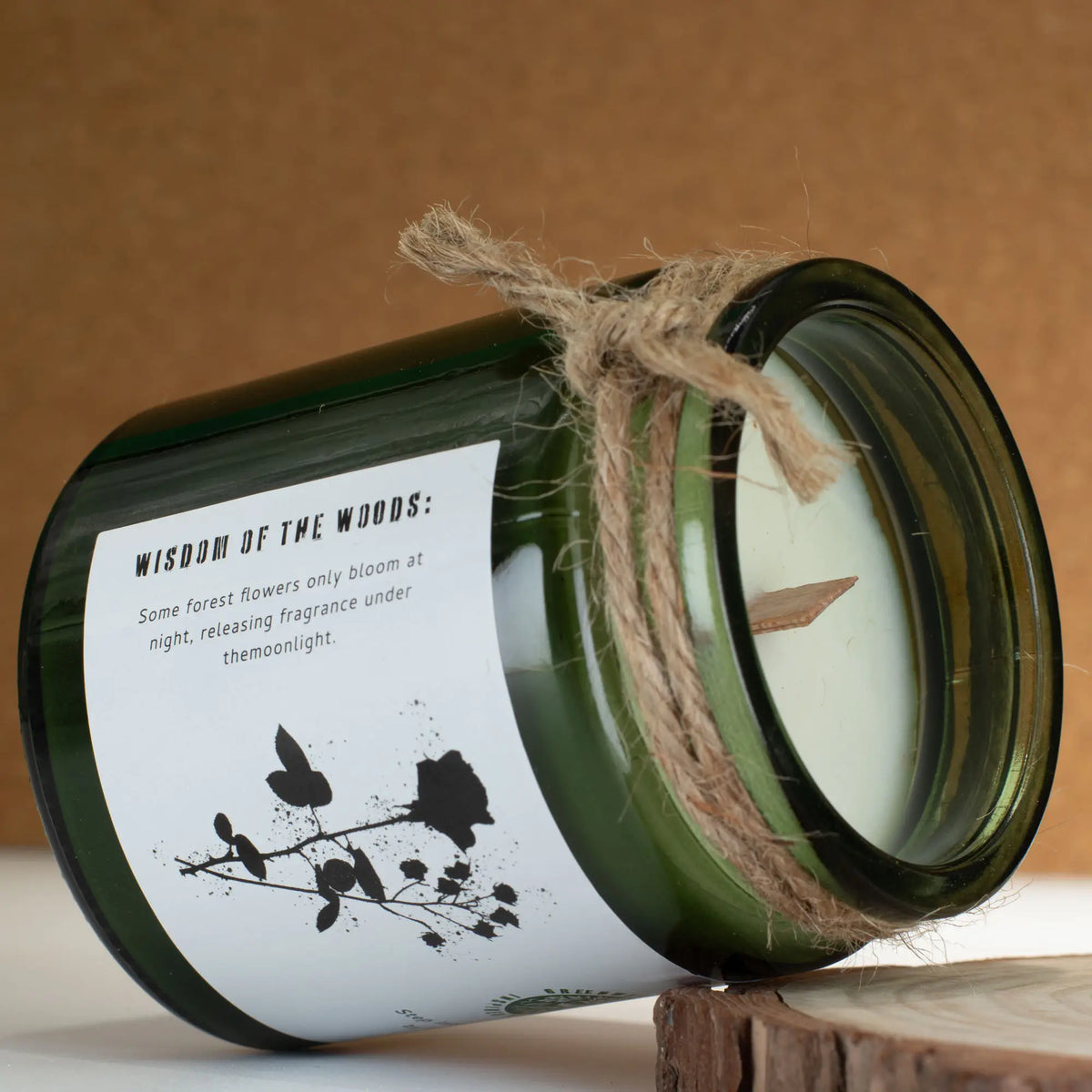 Sojawachskerze mit Holzdocht – Mitternachtsrose – Ansicht 4