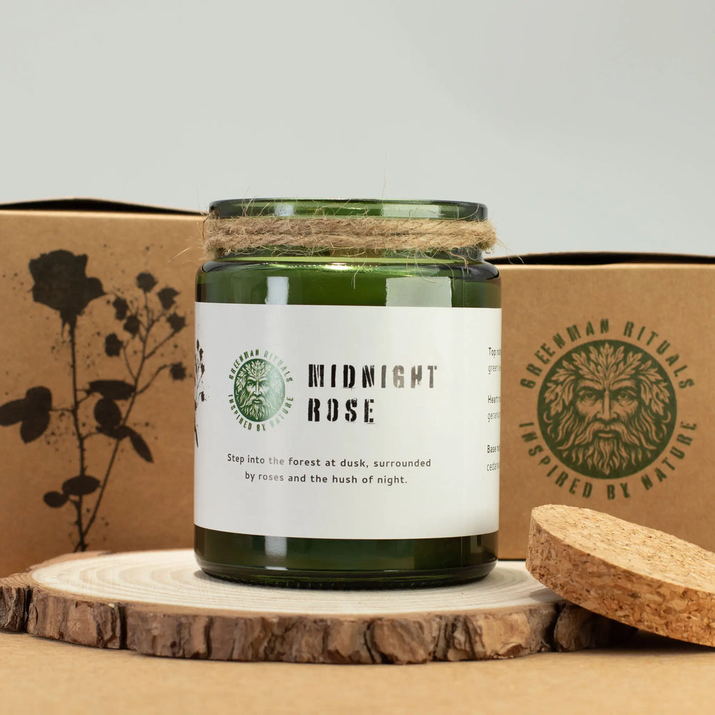 Sojawachskerze mit Holzdocht – Mitternachtsrose – Ansicht 5