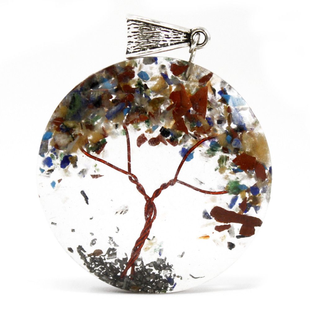 Orgonit-Anhänger an einer Kette: Amethyst-Baum, rund – Ansicht 2