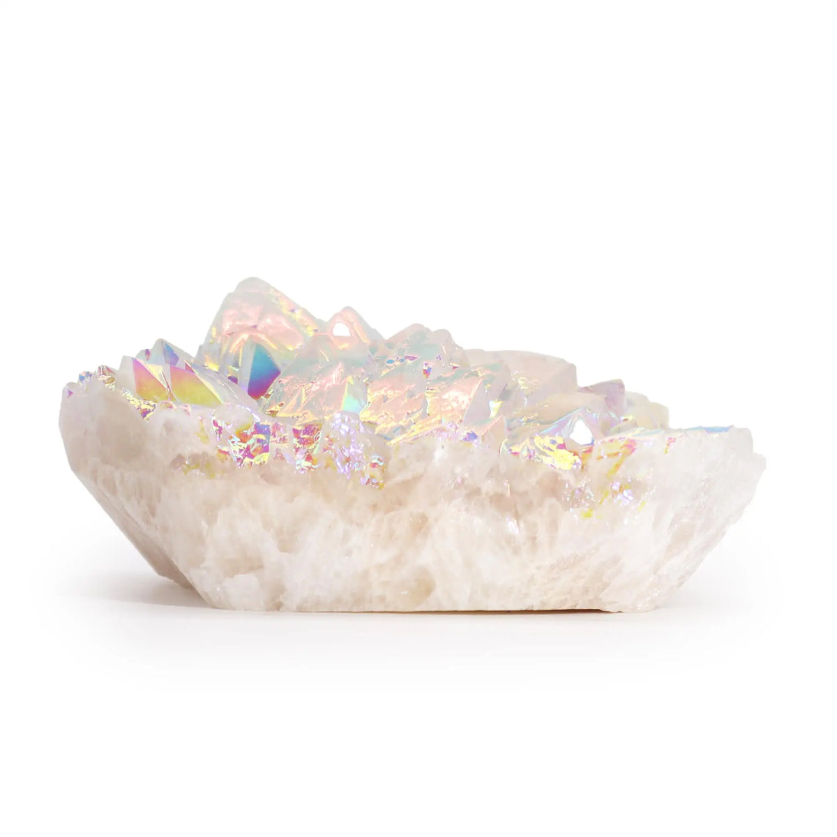 Aura-Quarz Engel-Aura, perlmuttweiß mit Regenbogenschimmer, 8 bis 15 cm